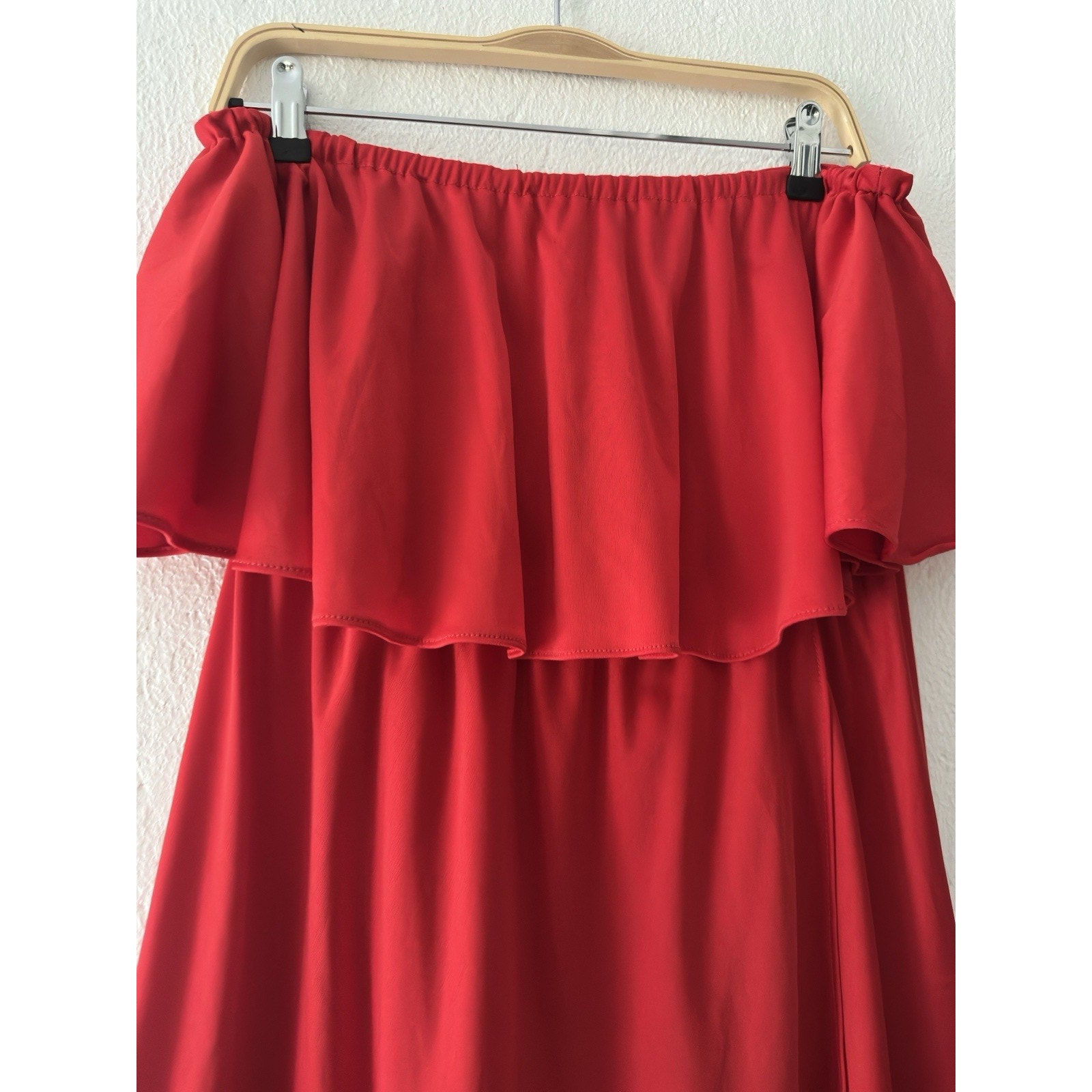 Vintage 1970s/1980s Red Tube Top Midi Ruffle Wrap Dress - Size 7/8 — image 5 of 8